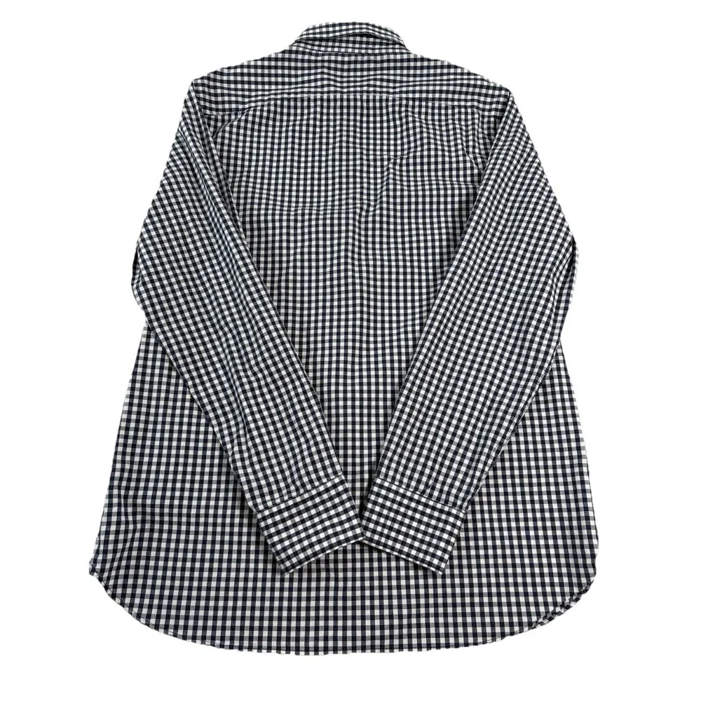 Banana‎ Republic Shirt Mens Large L Dark Blue White Plaid Slim Fit Button Up